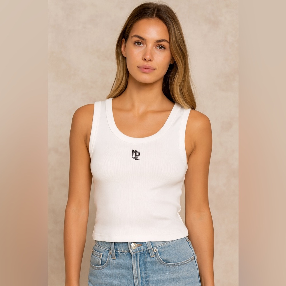 Nude Lucy White Tank Top, Size L, NWT